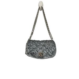 Twiggy London Gray Tufted Embellished Velvet Evening Mini Bag with Chain Strap